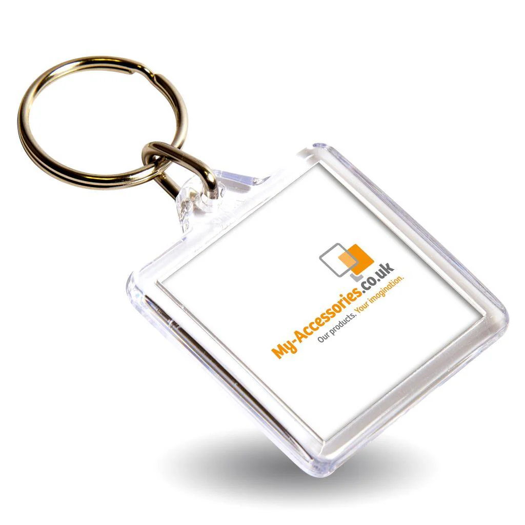 U1 Square Blank Plastic Photo Insert Keyring - 32mm - Pack of 50 - Image 3