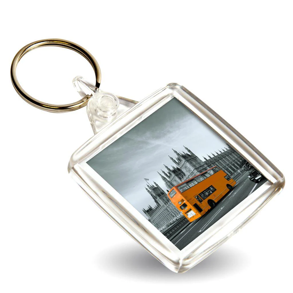 U202 Square Blank Plastic Photo Insert Keyring - 38mm - Pack of 50 - Image 3