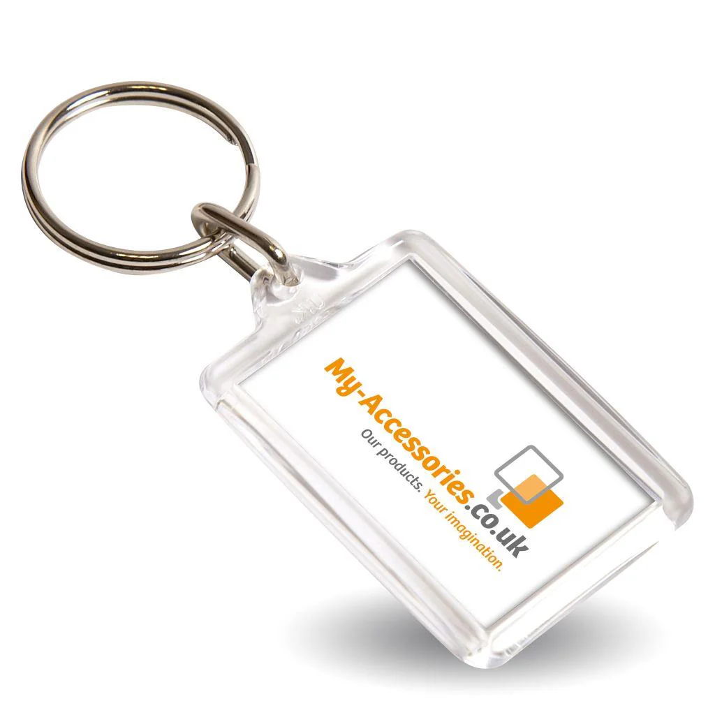 Y1 Rectangular Blank Plastic Photo Insert Keyring - 35 x 24mm - Pack of 50 - Image 3